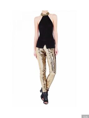 sass & bide vinyl rendition gold sequin skinny pencil pants